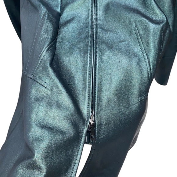 Lafayette 148 New York metallic green lambskin jacket - Picture 3 of 15